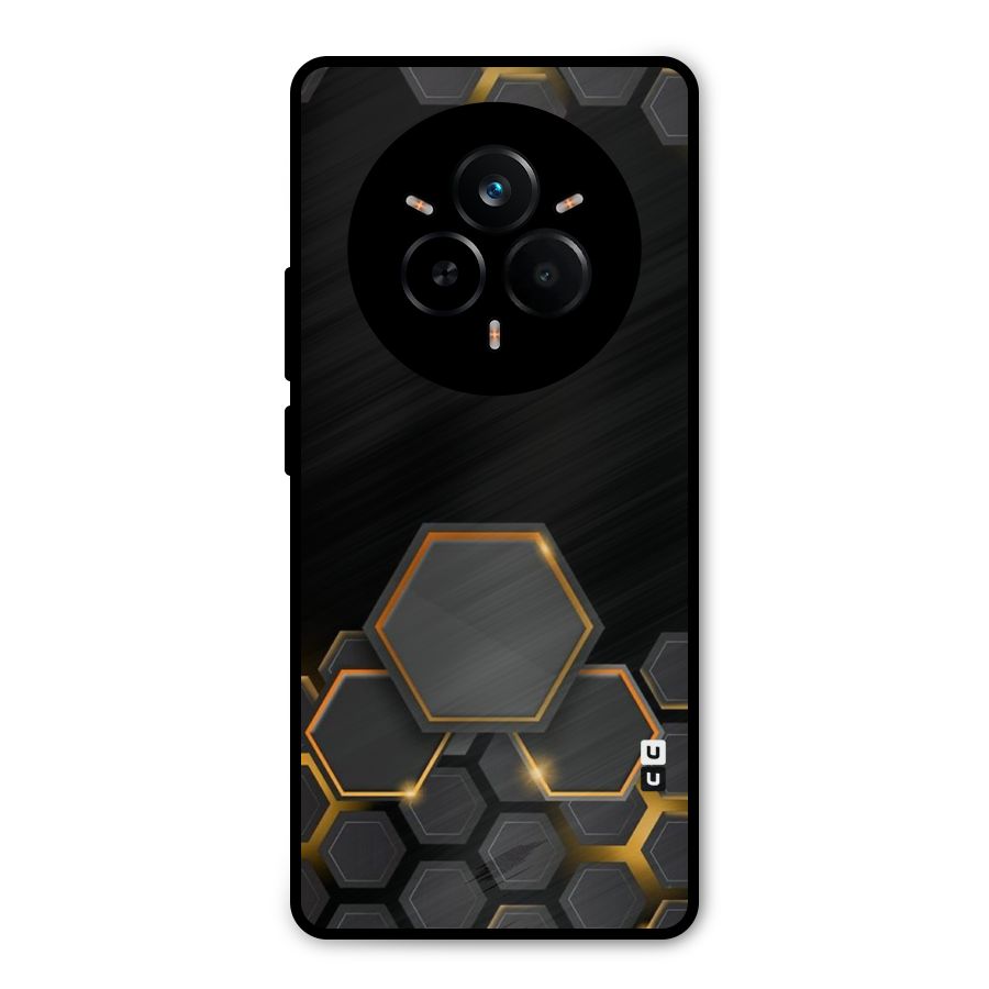 Black Gold Hexa Metal Back Case for Realme 14 Pro