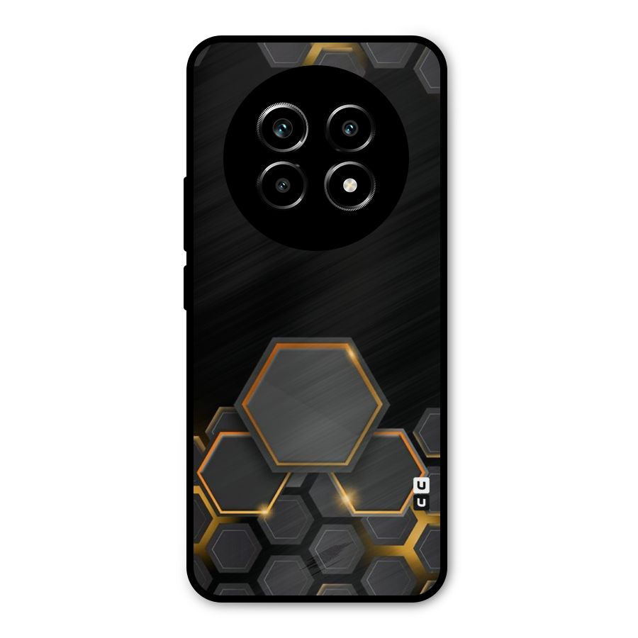 Black Gold Hexa Metal Back Case for Realme 14 Pro Lite