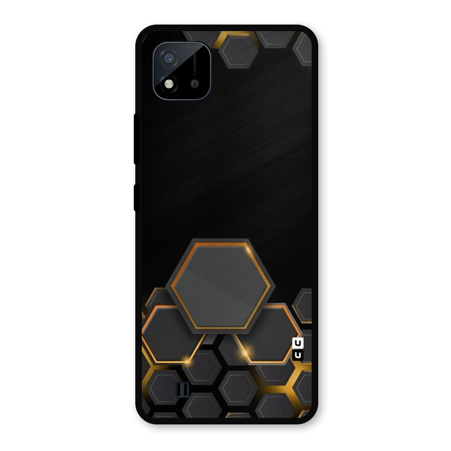 Black Gold Hexa Metal Back Case for Realme C11 2021
