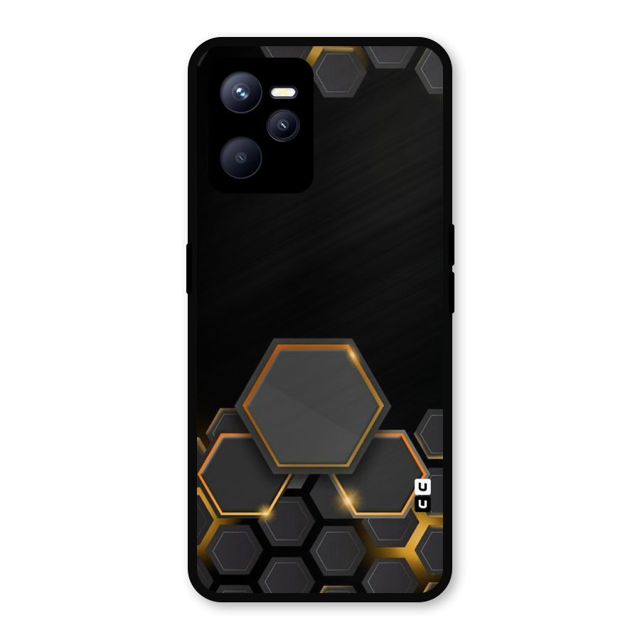 Black Gold Hexa Metal Back Case for Realme C35