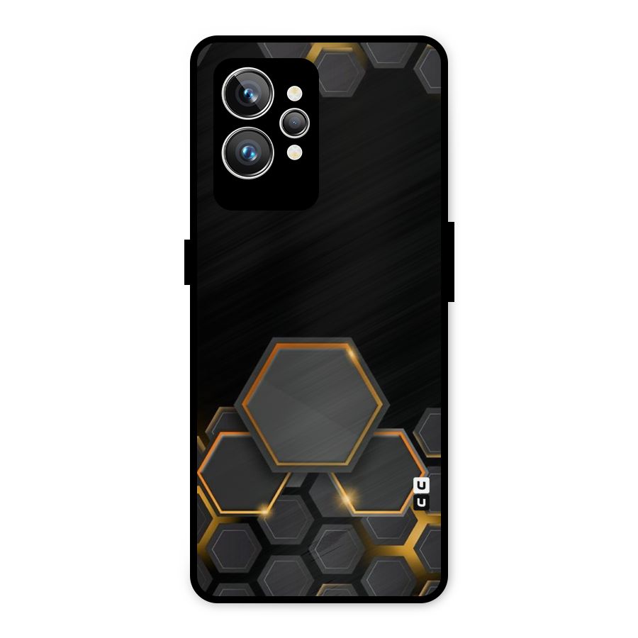 Black Gold Hexa Metal Back Case for Realme GT2 Pro