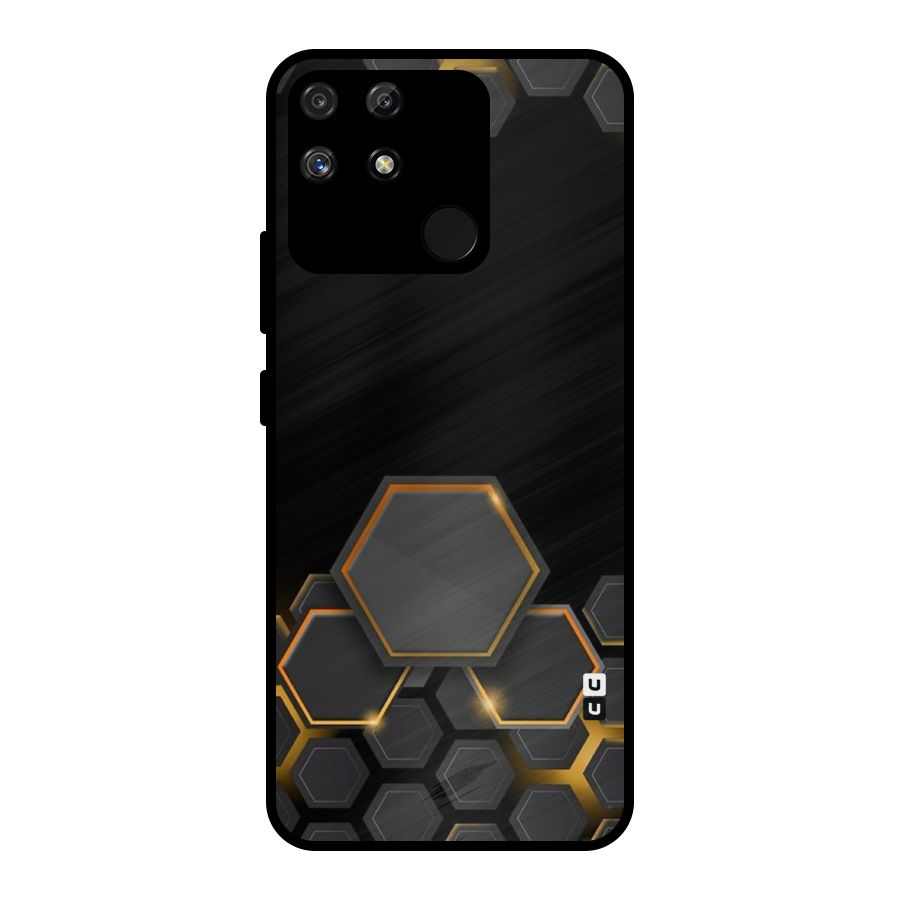 Black Gold Hexa Metal Back Case for Realme Narzo 50A