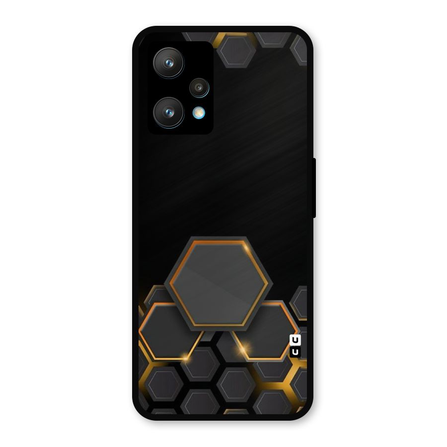 Black Gold Hexa Metal Back Case for Realme Narzo 50 Pro