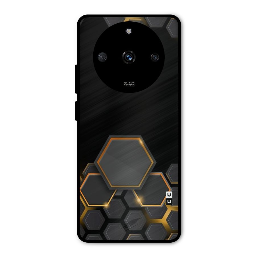 Black Gold Hexa Metal Back Case for Realme Narzo 60 5G