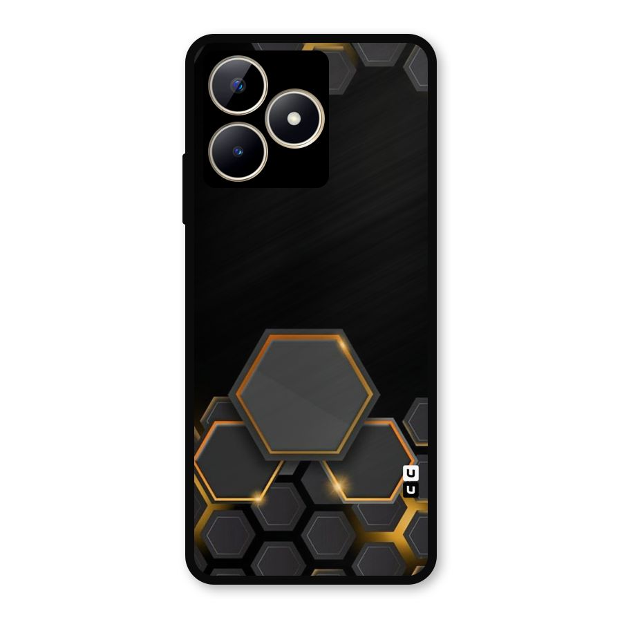 Black Gold Hexa Metal Back Case for Realme Narzo N53