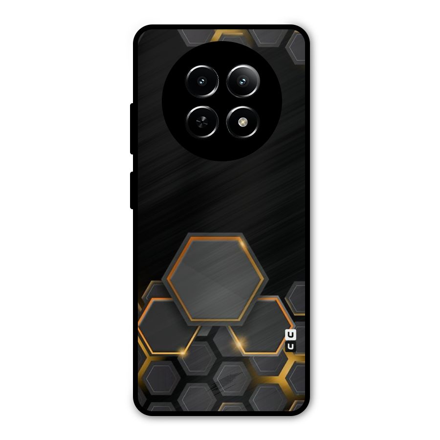 Black Gold Hexa Metal Back Case for Realme Narzo N65