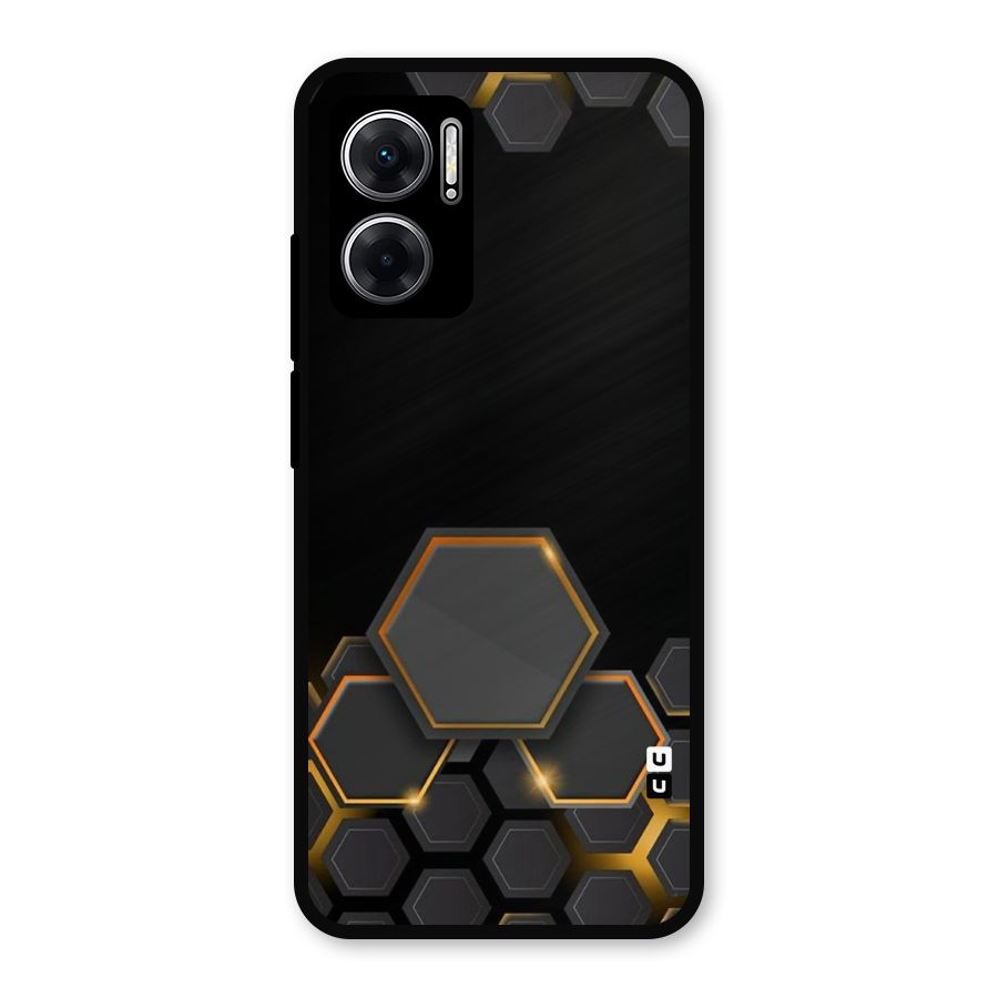 Black Gold Hexa Metal Back Case for Redmi 11 Prime 5G