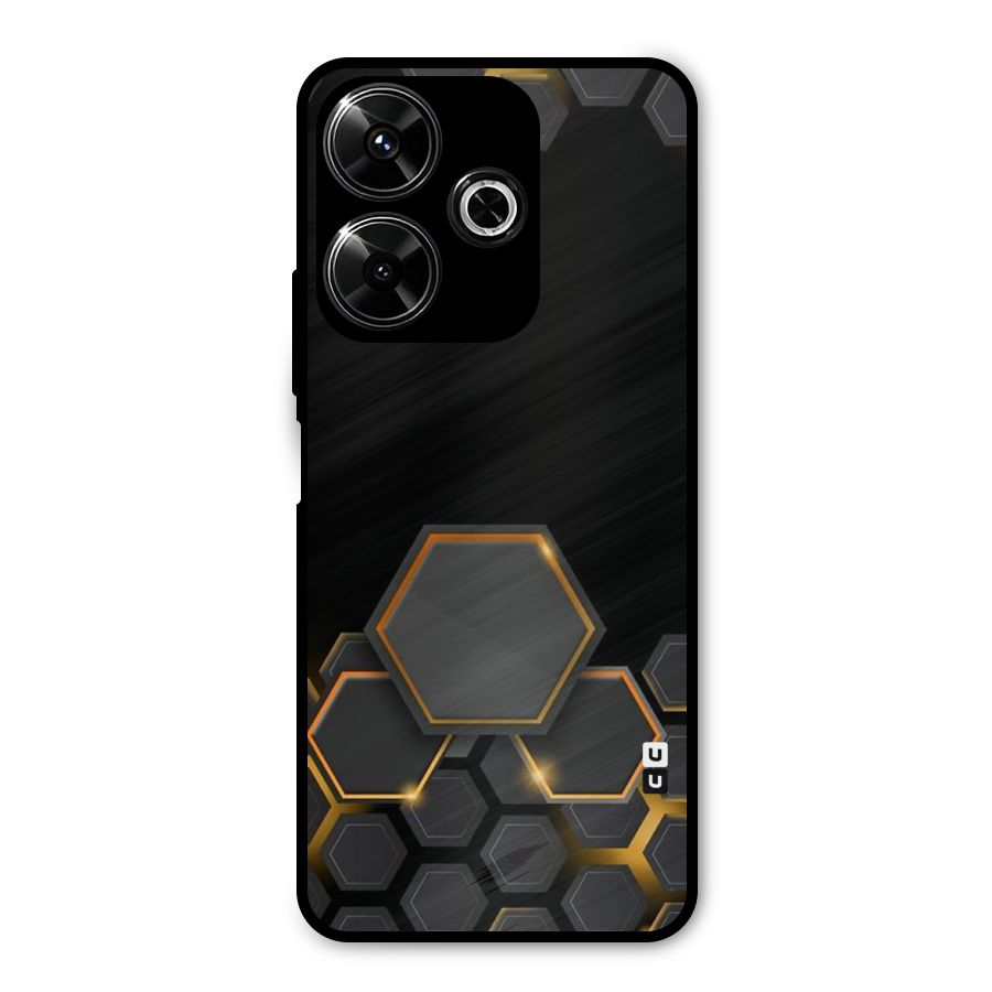 Black Gold Hexa Metal Back Case for Redmi 13 5G