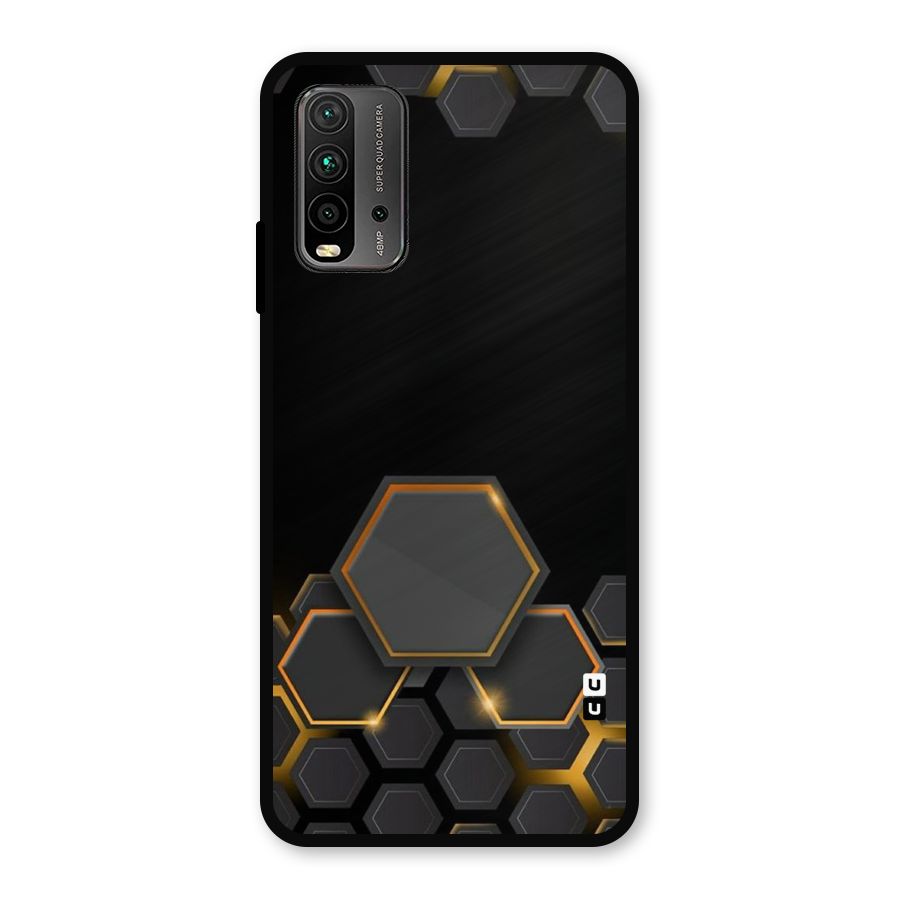 Black Gold Hexa Metal Back Case for Redmi 9 Power