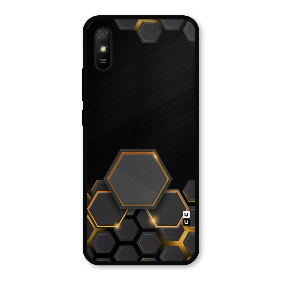 Black Gold Hexa Metal Back Case for Redmi 9i