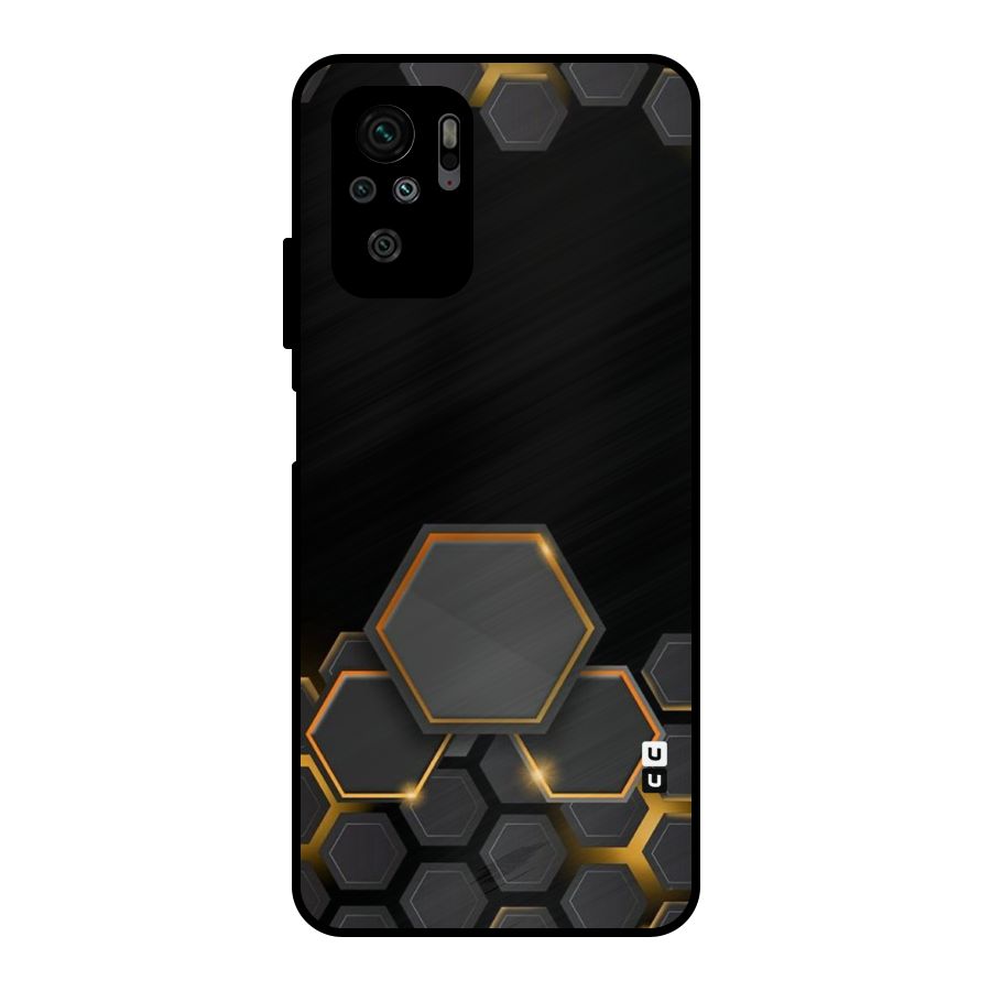 Black Gold Hexa Metal Back Case for Redmi Note 10S