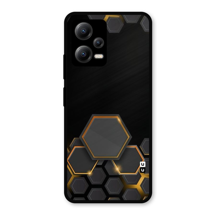 Black Gold Hexa Metal Back Case for Redmi Note 12 5G