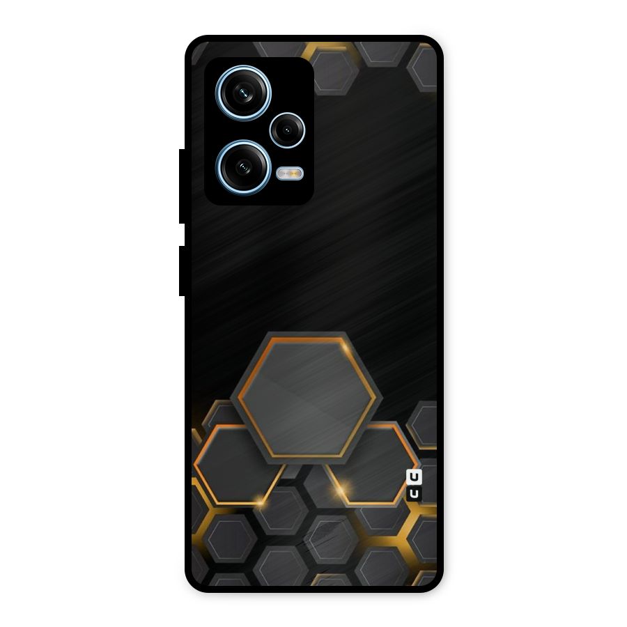 Black Gold Hexa Metal Back Case for Redmi Note 12 Pro