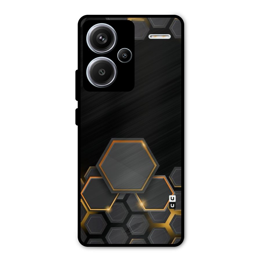 Black Gold Hexa Metal Back Case for Redmi Note 13 Pro Plus