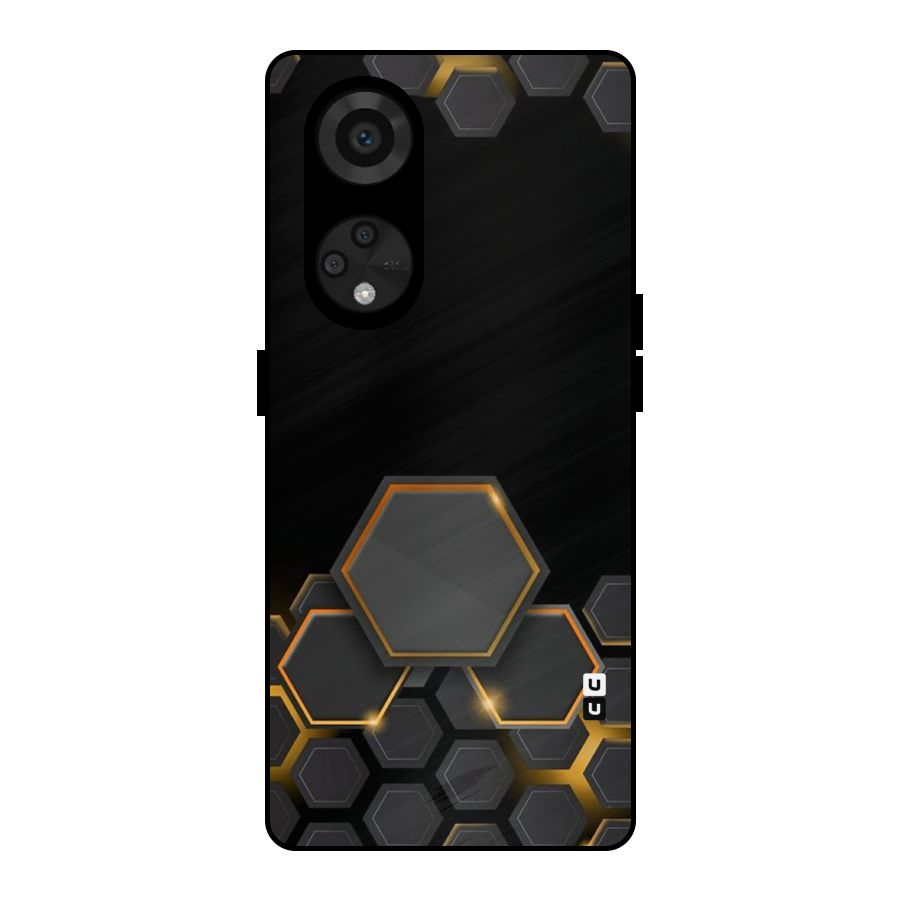 Black Gold Hexa Metal Back Case for Reno8 T 5G