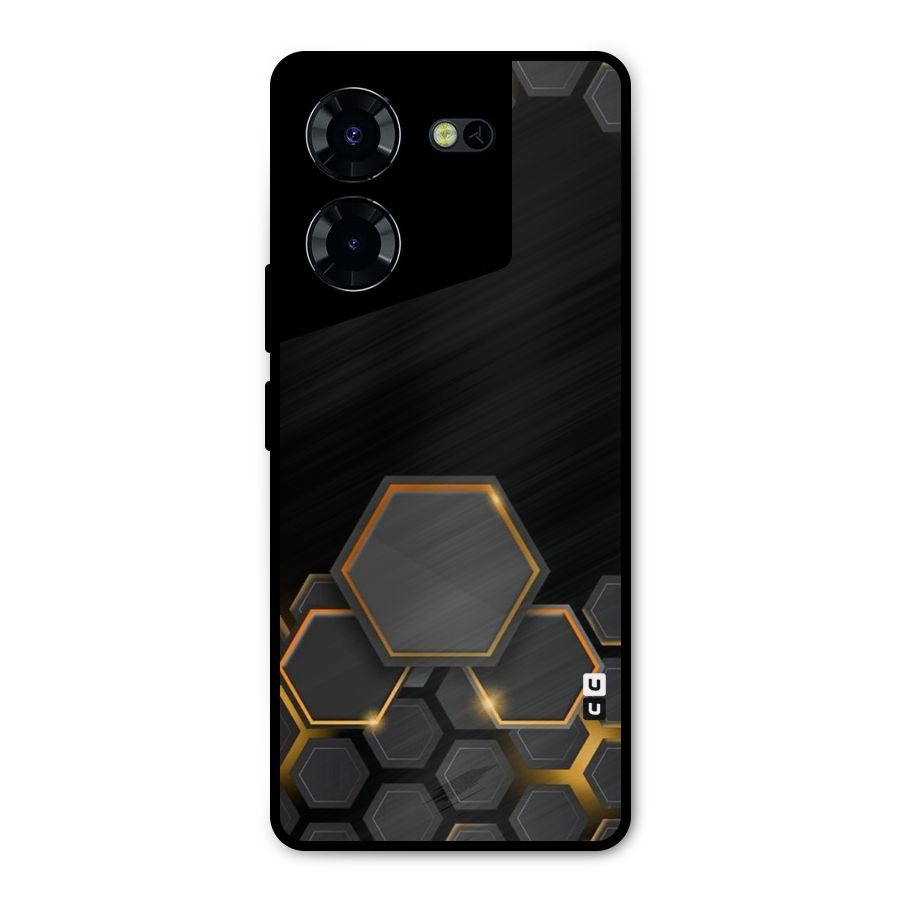 Black Gold Hexa Metal Back Case for Tecno Pova 5 Pro 5G