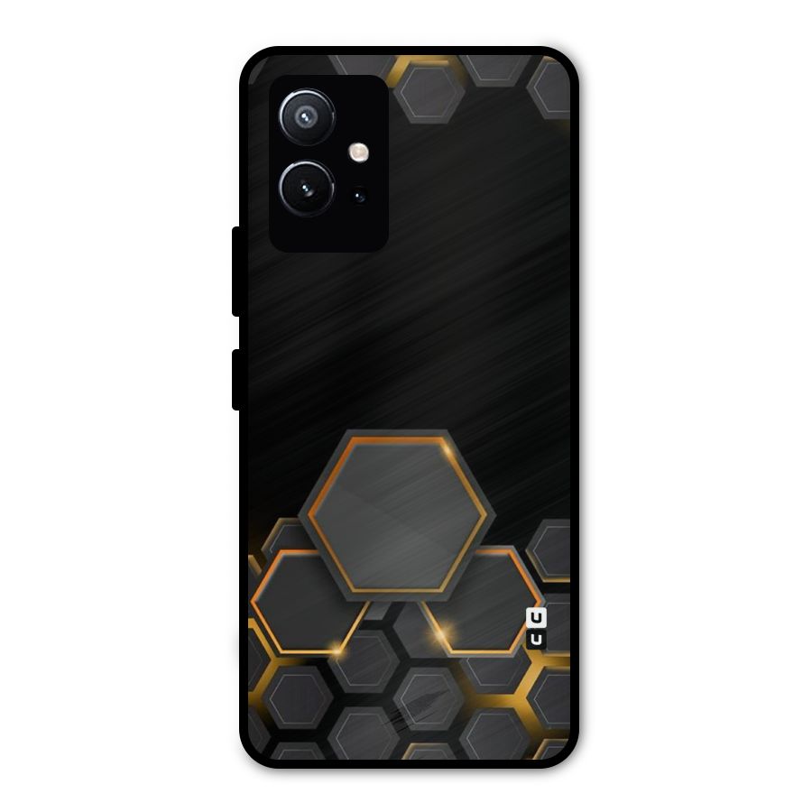 Black Gold Hexa Metal Back Case for Vivo T1 5G