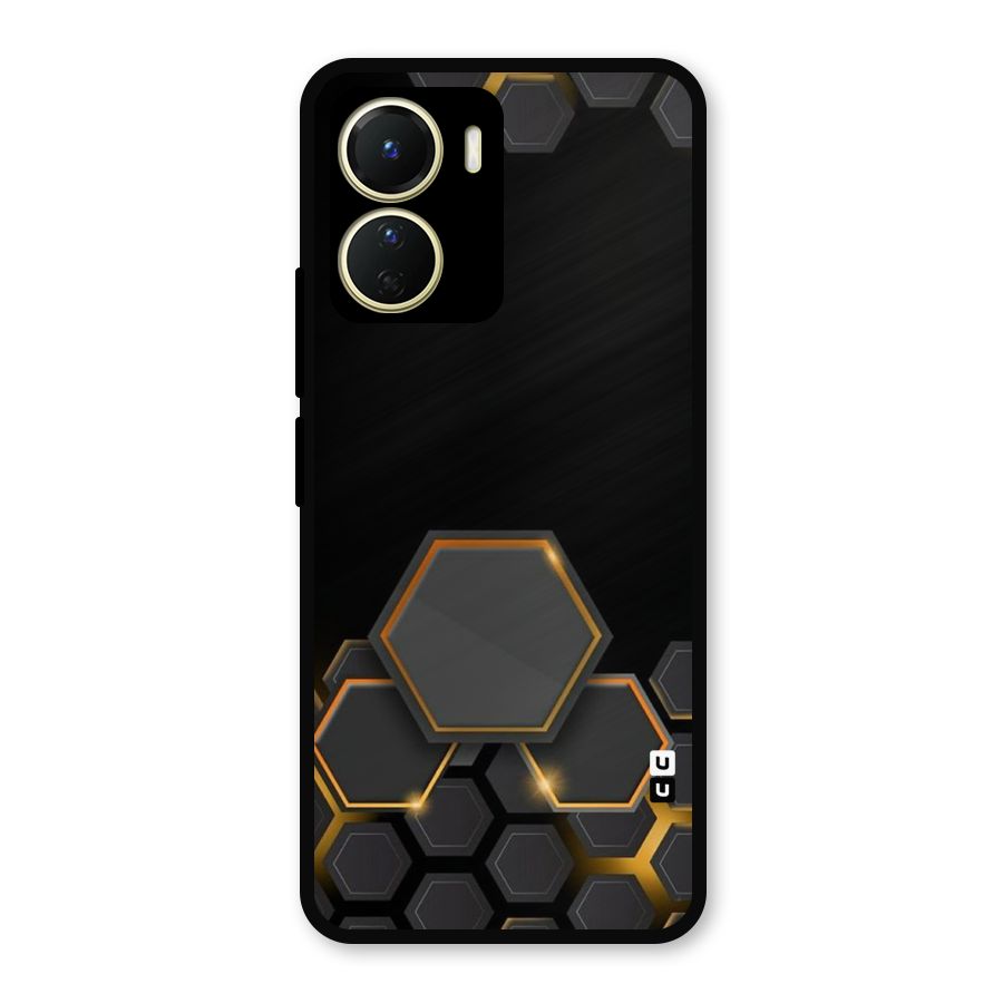Black Gold Hexa Metal Back Case for Vivo T2x