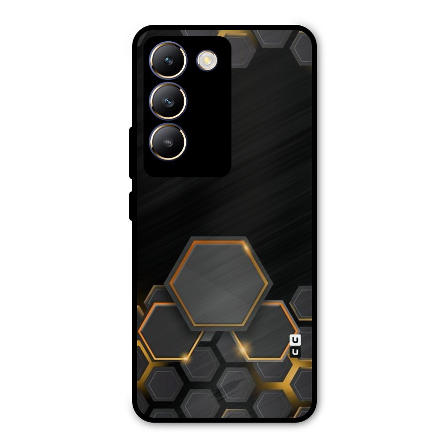 Black Gold Hexa Metal Back Case for Vivo T3 5G