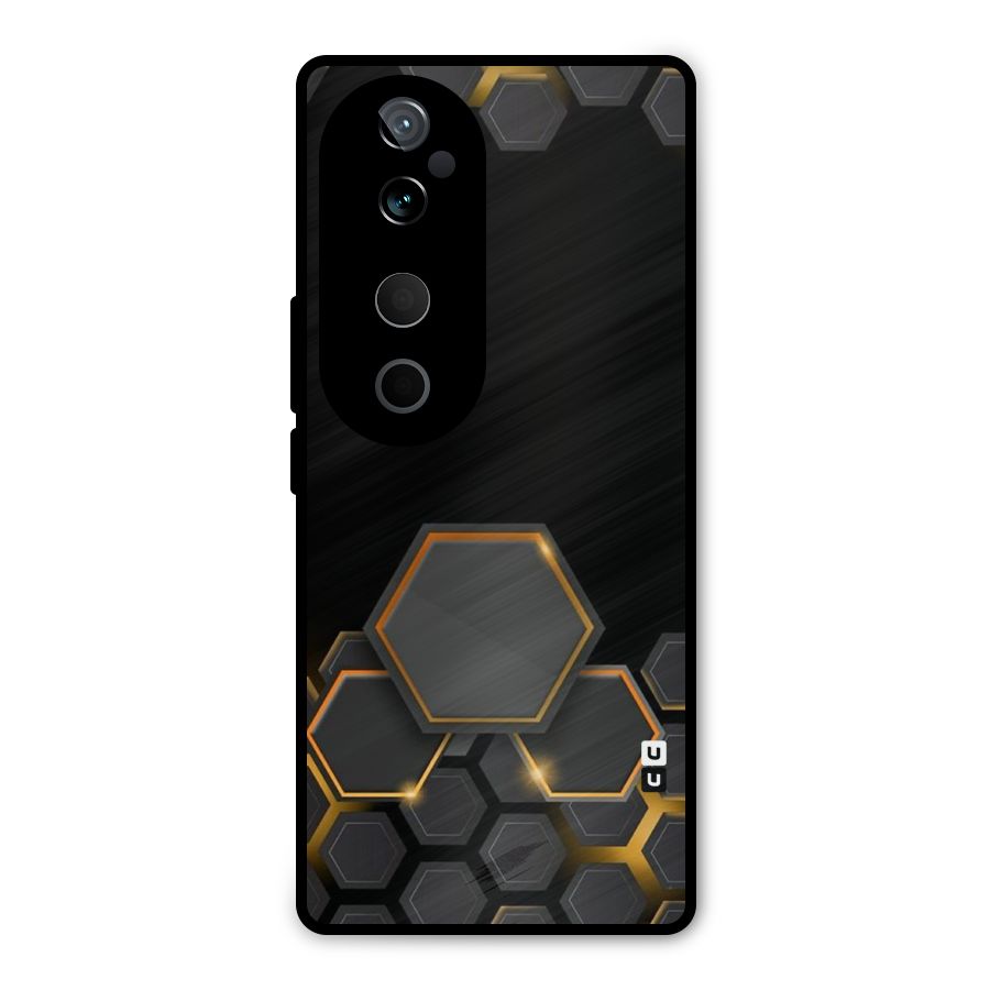 Black Gold Hexa Metal Back Case for Vivo T3 Ultra