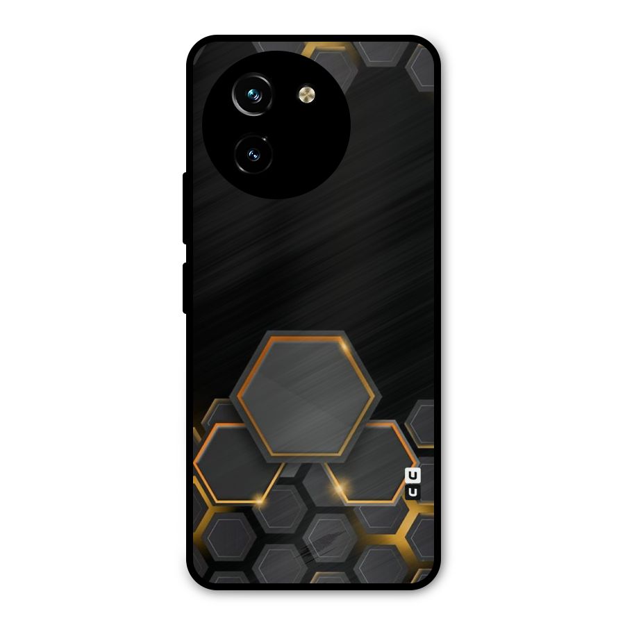 Black Gold Hexa Metal Back Case for Vivo T3x