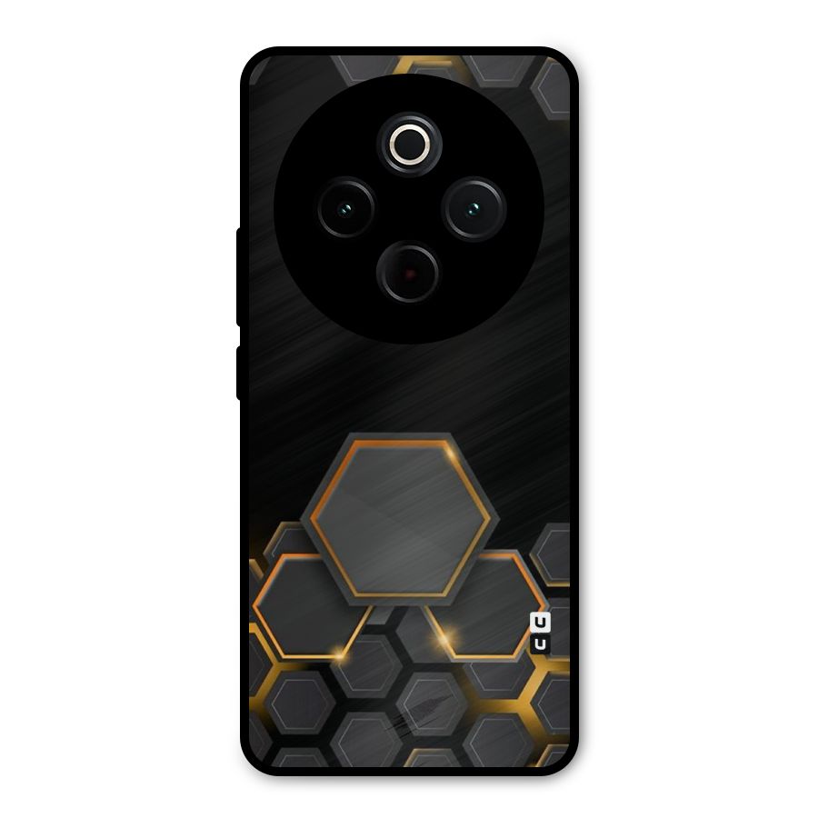 Black Gold Hexa Metal Back Case for Vivo T4