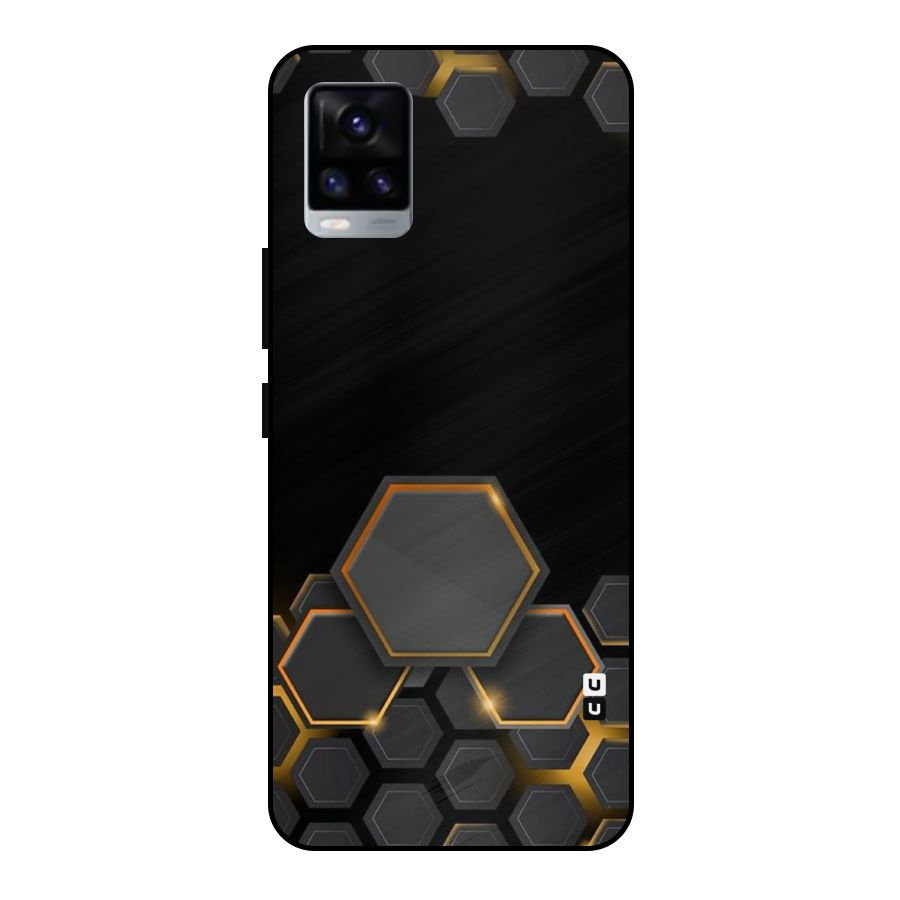 Black Gold Hexa Metal Back Case for Vivo V20 2021
