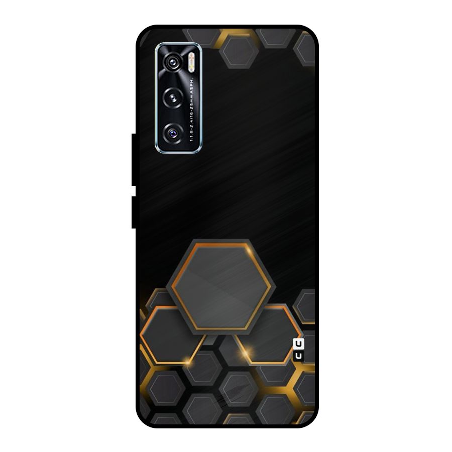 Black Gold Hexa Metal Back Case for Vivo V20 SE
