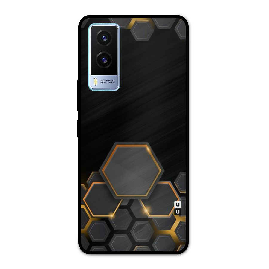 Black Gold Hexa Metal Back Case for Vivo V21e 5G