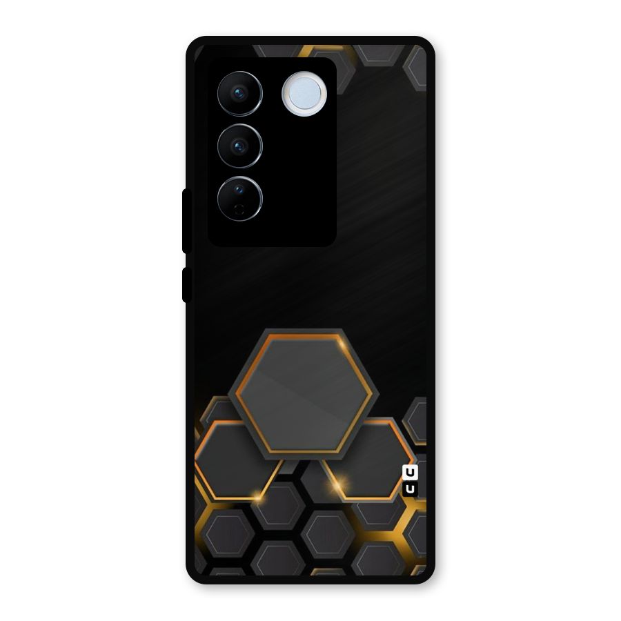 Black Gold Hexa Metal Back Case for Vivo V27