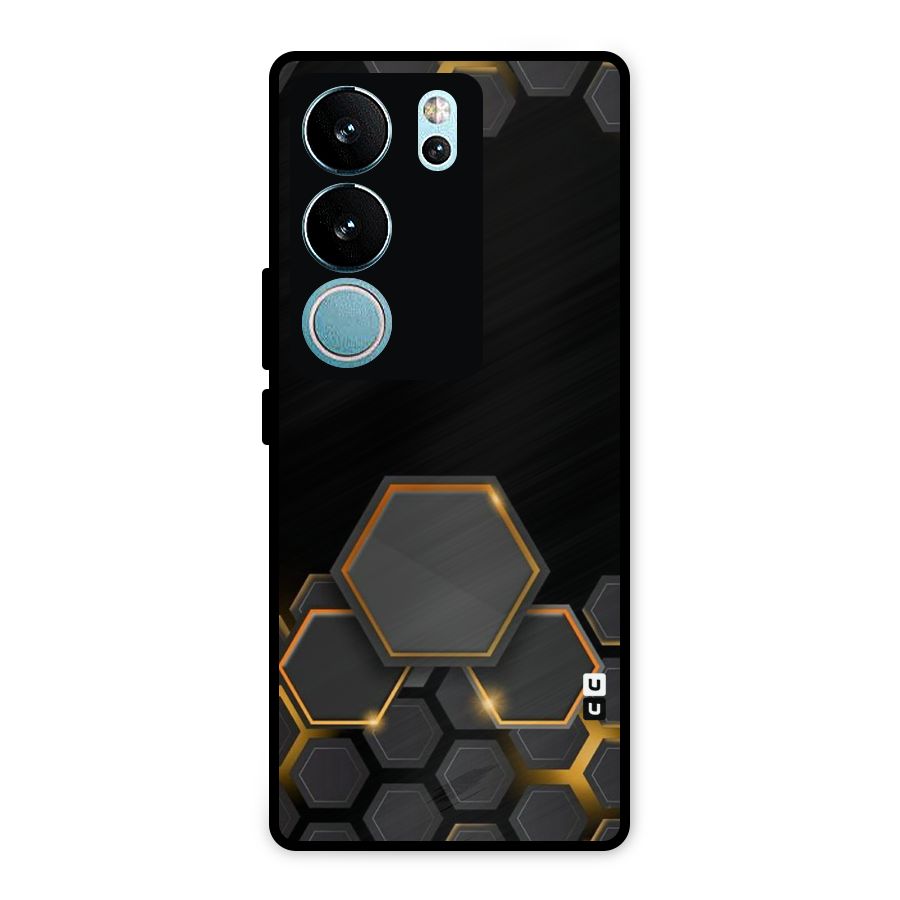 Black Gold Hexa Metal Back Case for Vivo V29