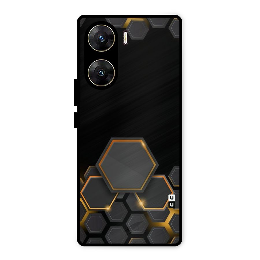 Black Gold Hexa Metal Back Case for Vivo V29e