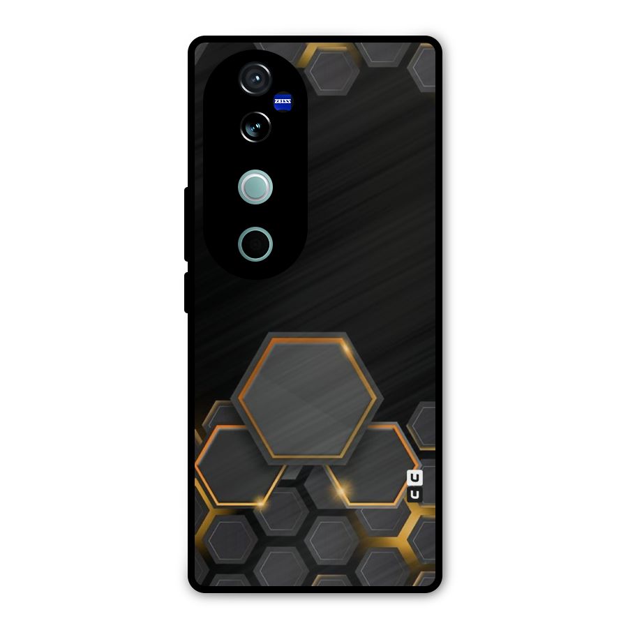 Black Gold Hexa Metal Back Case for Vivo V40