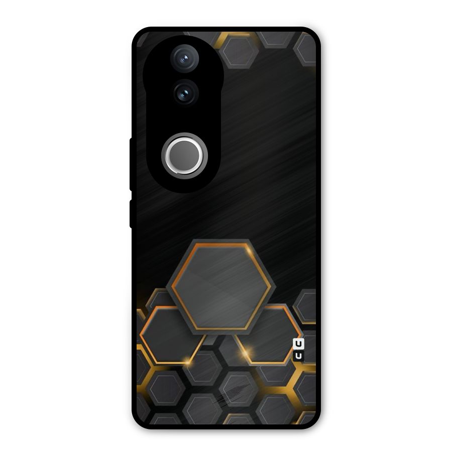 Black Gold Hexa Metal Back Case for Vivo V50e