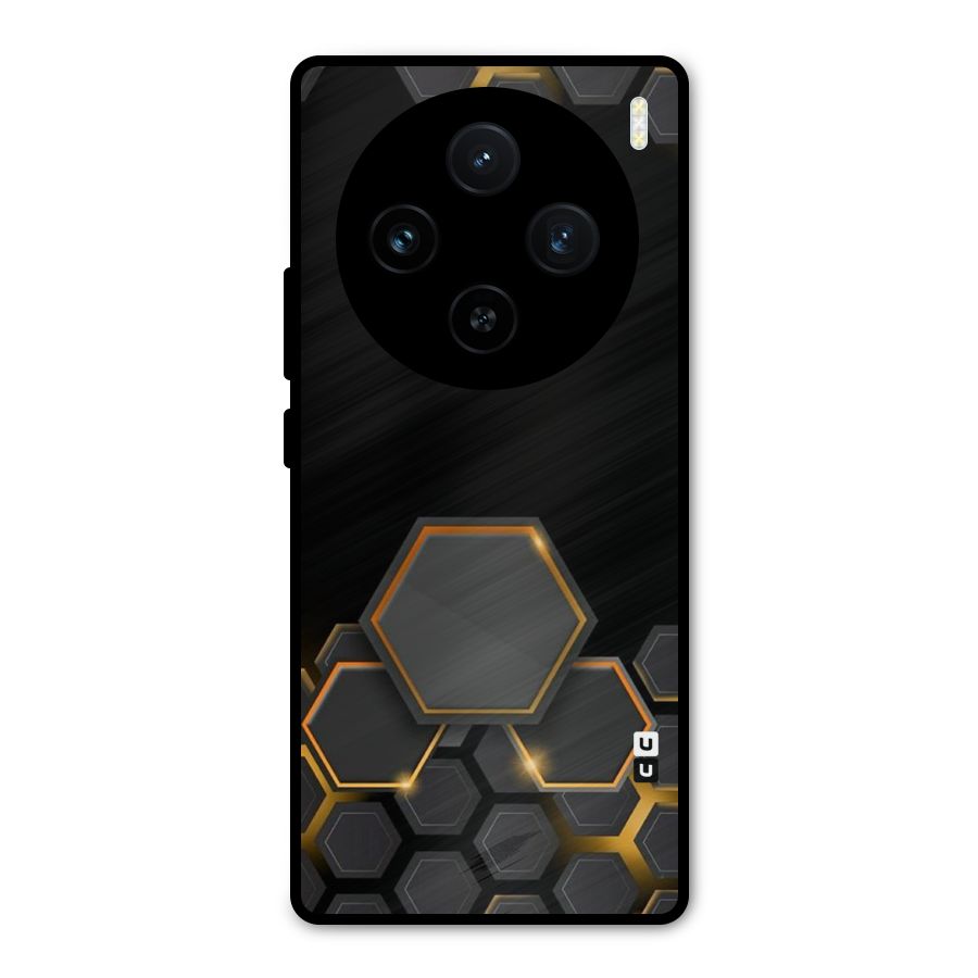 Black Gold Hexa Metal Back Case for Vivo X100