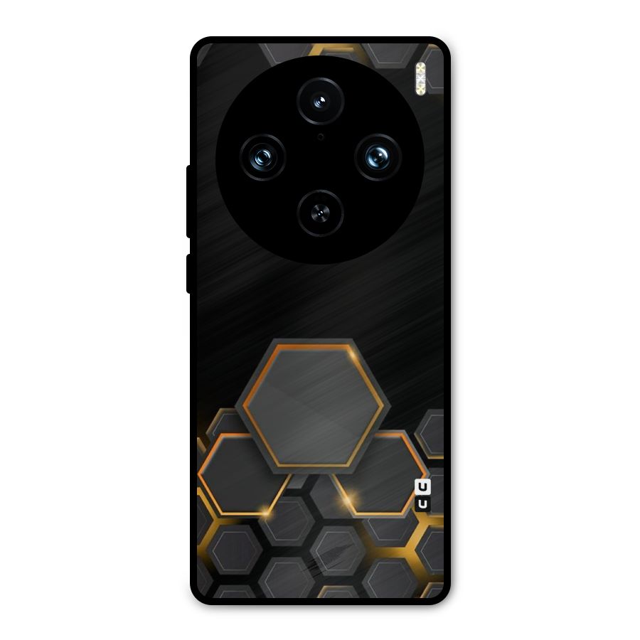 Black Gold Hexa Metal Back Case for Vivo X100 Pro