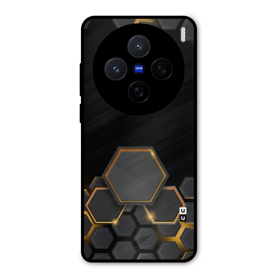 Black Gold Hexa Metal Back Case for Vivo X200