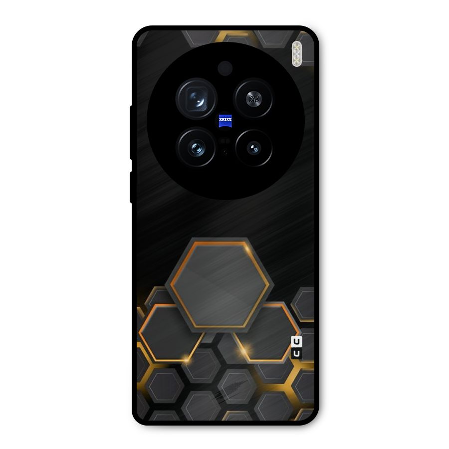 Black Gold Hexa Metal Back Case for Vivo X200 Pro