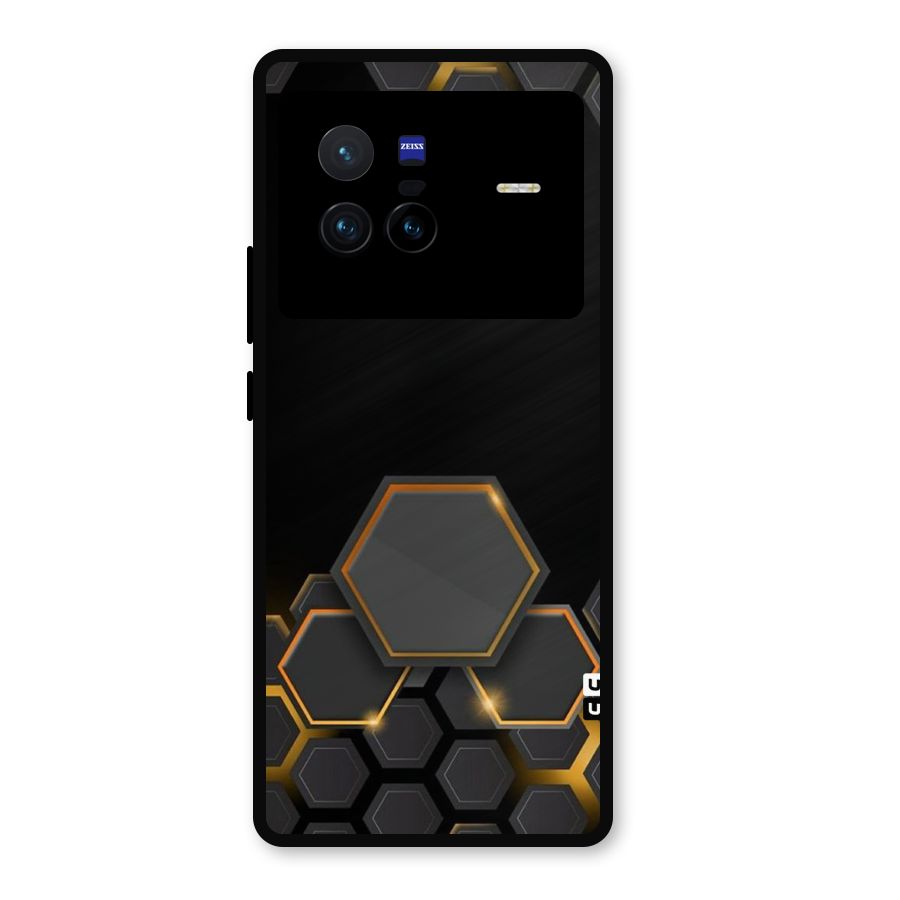 Black Gold Hexa Metal Back Case for Vivo X80