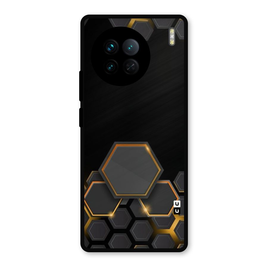 Black Gold Hexa Metal Back Case for Vivo X90