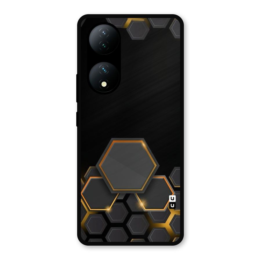 Black Gold Hexa Metal Back Case for Vivo Y100a