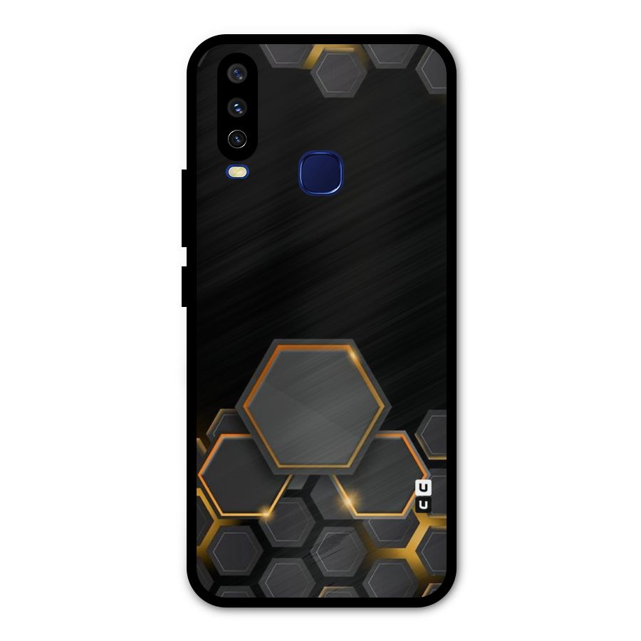 Black Gold Hexa Metal Back Case for Vivo Y15