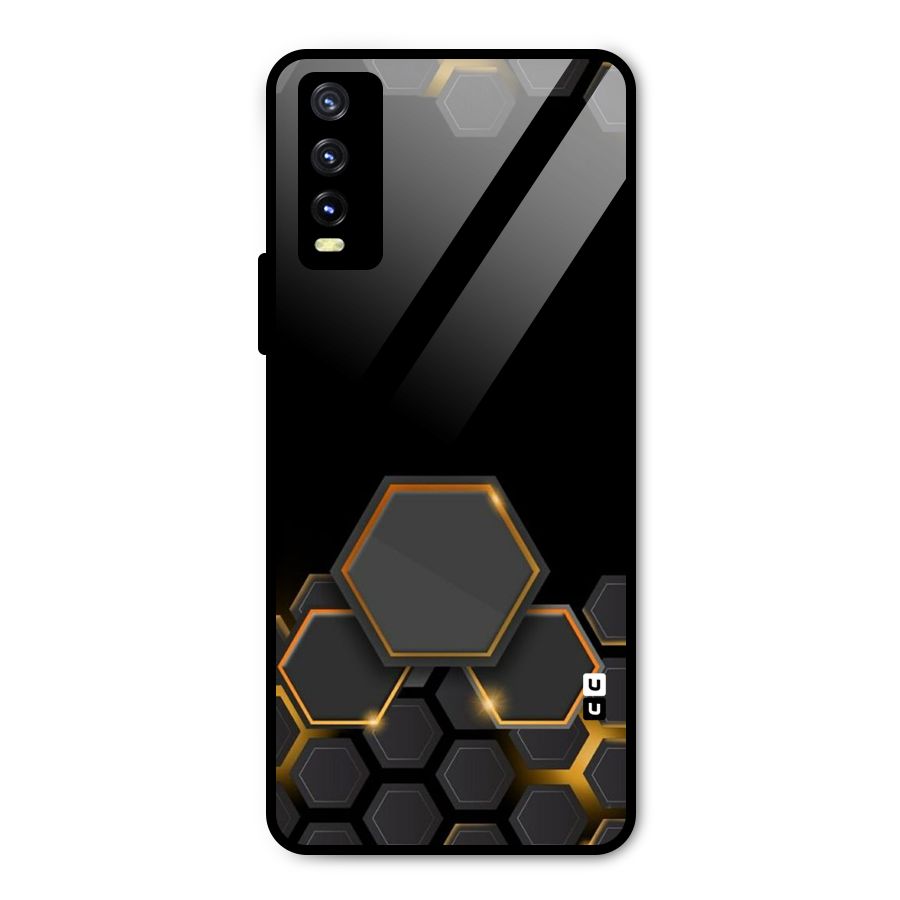 Black Gold Hexa Metal Back Case for Vivo Y20