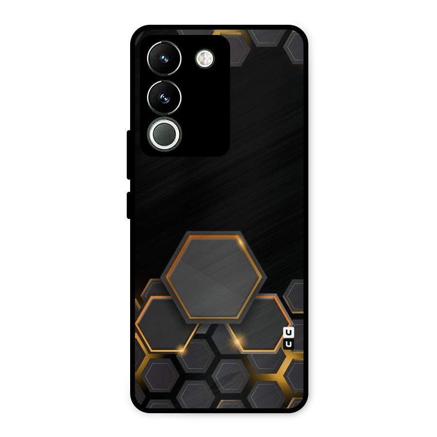 Black Gold Hexa Metal Back Case for Vivo Y200