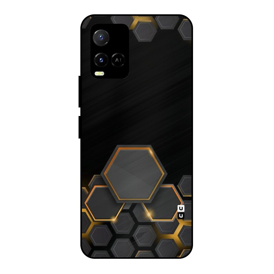 Black Gold Hexa Metal Back Case for Vivo Y21T