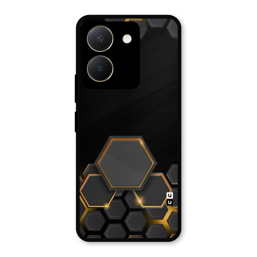 Black Gold Hexa Metal Back Case for Vivo Y36