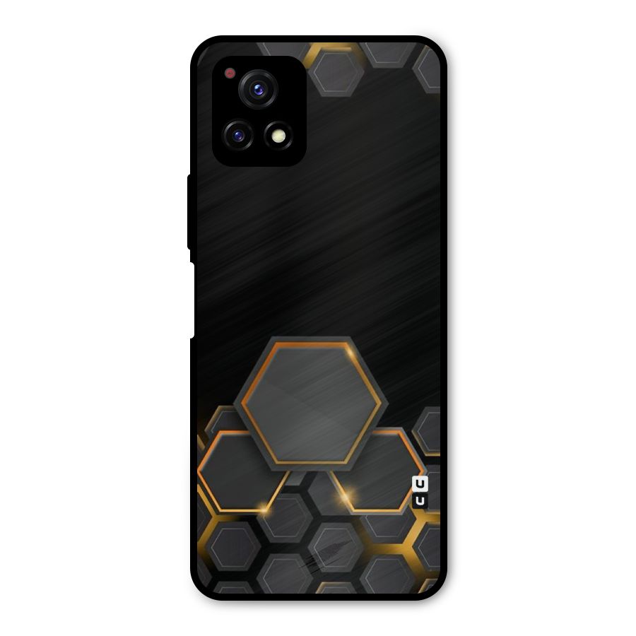 Black Gold Hexa Metal Back Case for Vivo Y72 5G
