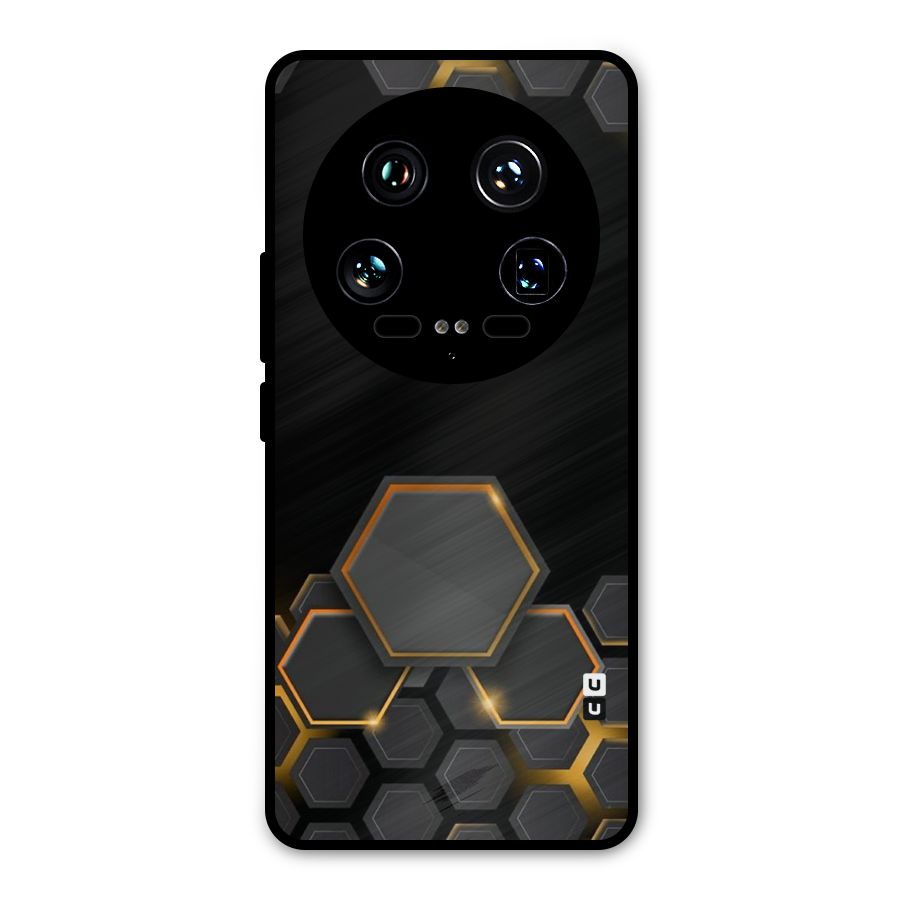 Black Gold Hexa Metal Back Case for Xiaomi 14 Ultra