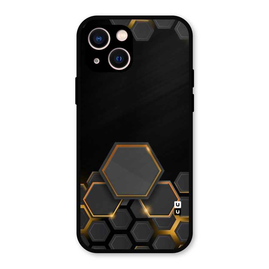 Black Gold Hexa Metal Back Case for iPhone 13
