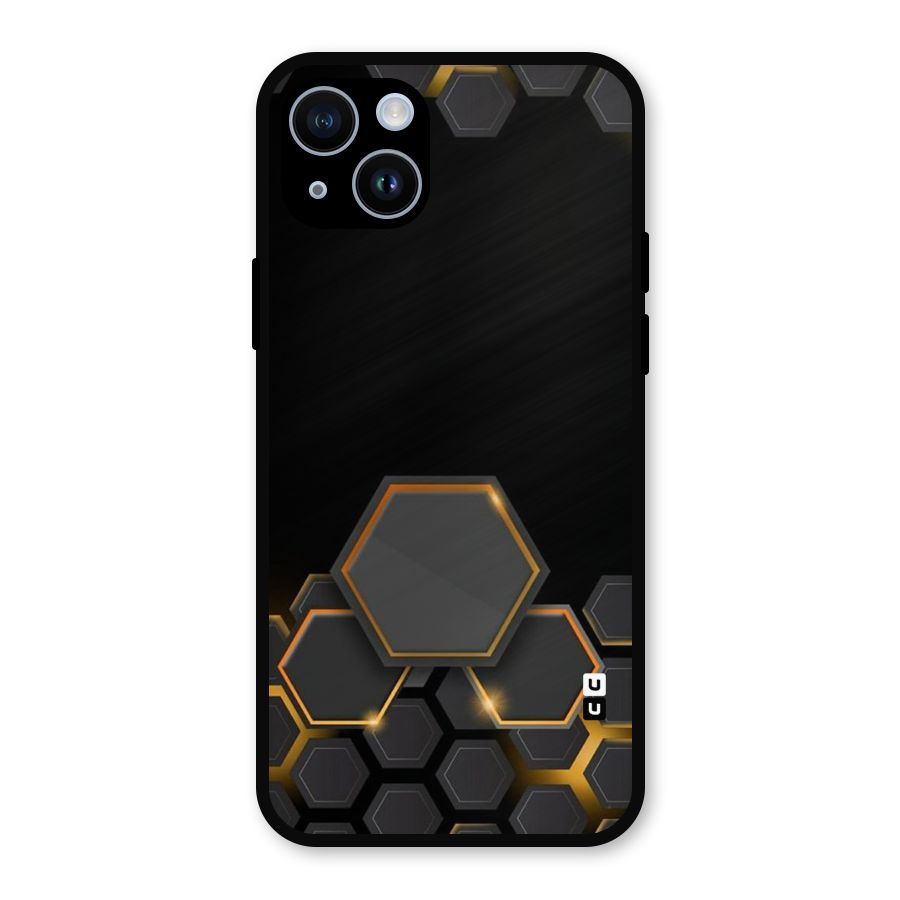 Black Gold Hexa Metal Back Case for iPhone 14